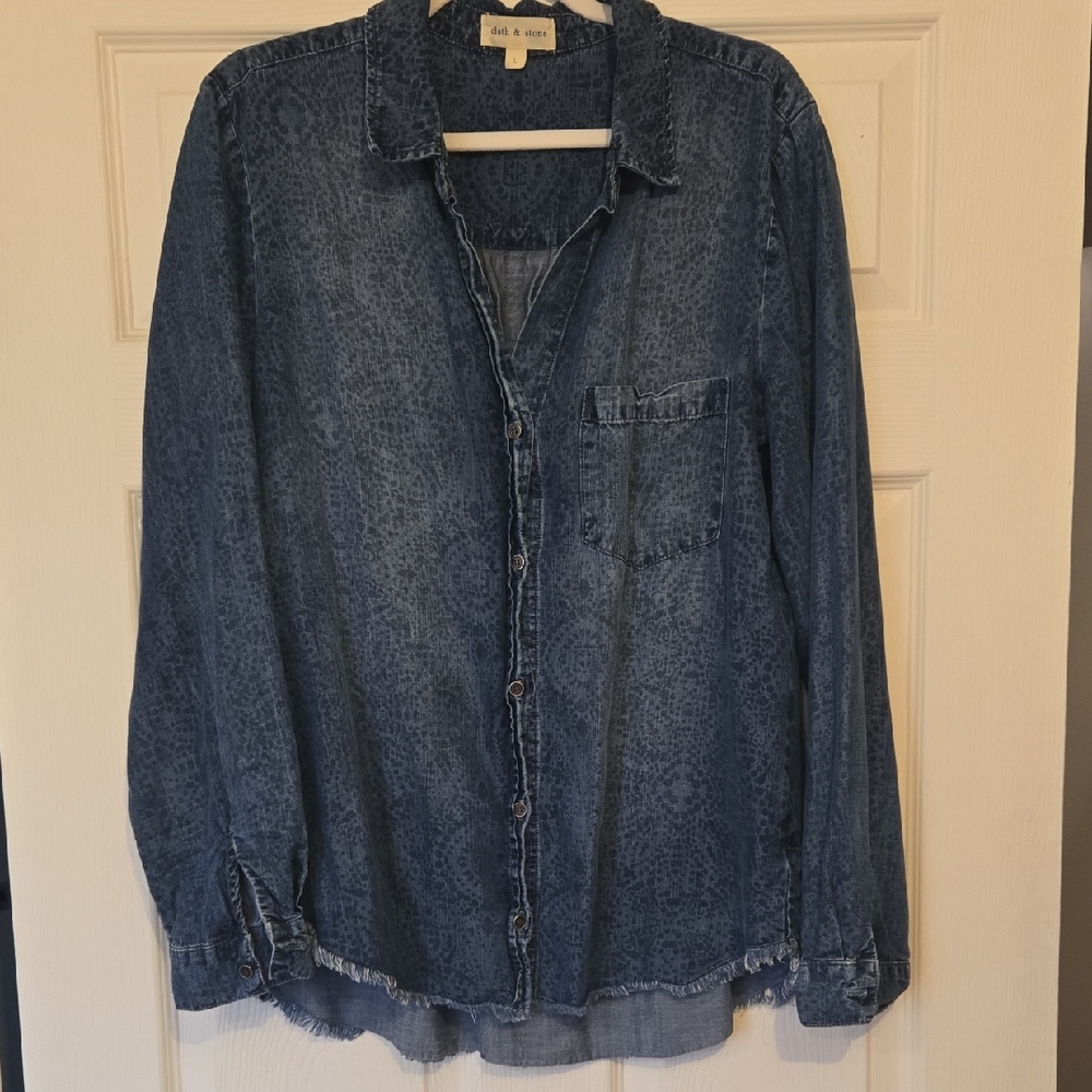Cloth & Stone Indigo Patterned Shirt Large
